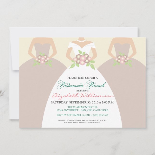 Bride & Bridesmaids Bridal Brunch Invite (blush) (Front)