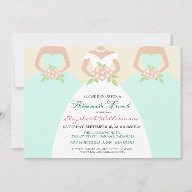 Bride & Bridesmaids Bridal Brunch Invite (mint) (Front)