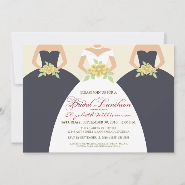 Bride & Bridesmaids Bridal Luncheon Invite (grey) (Front)