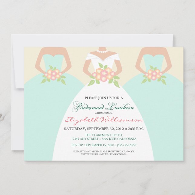Bride & Bridesmaids Bridal Luncheon Invite (mint) (Front)