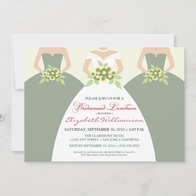 Bride & Bridesmaids Bridal Luncheon (sage green) Invitation (Front)