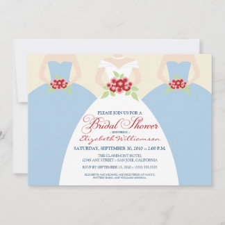 Bride & Bridesmaids Bridal Shower Invite (blue)