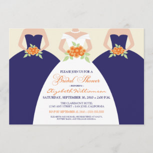 Bride & Bridesmaids Bridal Shower Invite (navy)