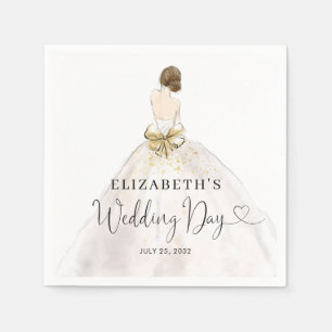 Bride Brunette Dress Floral Bridal Wedding Day Napkin