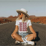 Bride Burgundy Customised Matching Bridal Party T-Shirt<br><div class="desc">Are you looking for a unique and fun way to celebrate your bachelorette party? Why not go with a personalised t-shirt theme? With our retro The Bride personalised burgundy t-shirt, you can have all of your bridal party matched up in style! Not only will this shirt be a great way...</div>