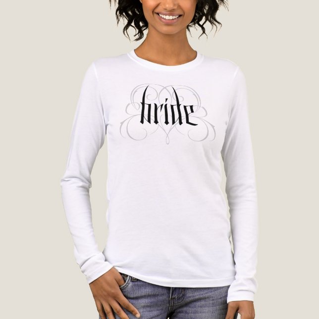 Bride Calligraphy Lettering Wedding Gothic Modern  Tri-Blend Shirt (Front)