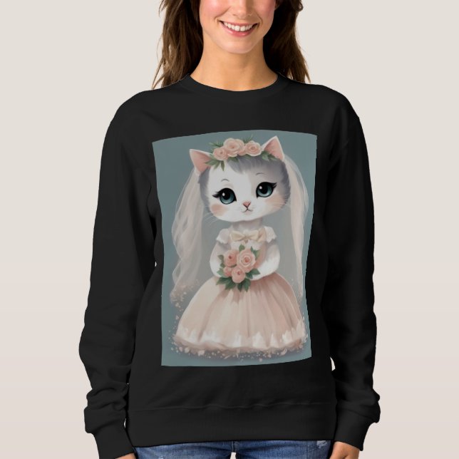 BRIDE CAT WEDDING T-SHIRT SWEATSHIRT (Front)