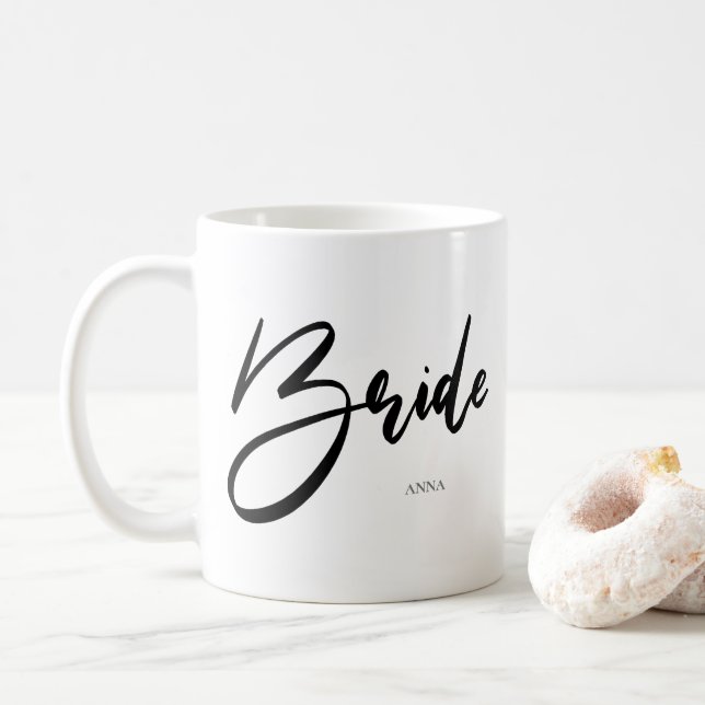 Bride Chic Black Typography Coffee Mug (With Donut)