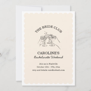 Bride Club Weekend Cocktail Bachelorette Party Invitation