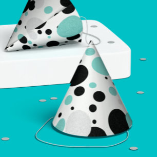 BRIDE & CO. Blue And Black Polka Dots Party Hat