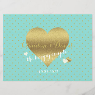 Bride & Co Blue & Gold Polka Dot Wedding Ceremony Programme