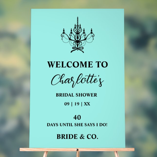 Bride & Co. Bridal Shower Teal Welcome Acrylic Sign (Neutral)