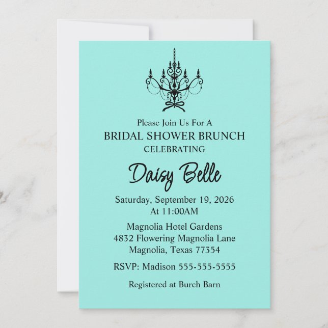 Bride & Co. Bridal Shower Turquoise Invitation (Front)