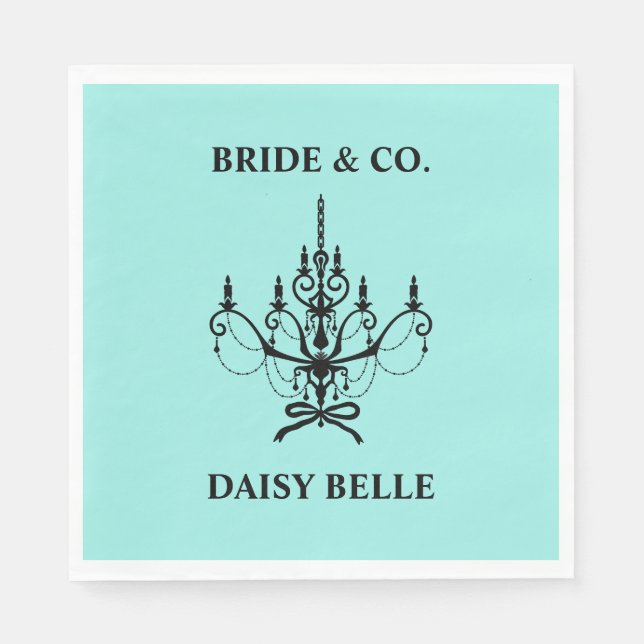 Bride & Co. Bridal Shower Turquoise Napkin (Front)