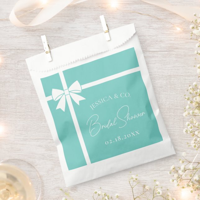 Bride & Co Elegant White Bow Ribbon Bridal Shower Favour Bags (Clipped)