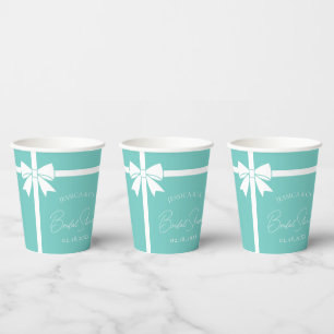 Bride & Co Elegant White Bow Ribbon Bridal Shower Paper Cups