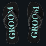 BRIDE & CO Groom Teal Blue Wedding Flip Flops<br><div class="desc">Put a smile on his face when he receives these fun flip flops. Perfect for wedding parties, reception, honeymoon, he will have these for years to come! Look for coordinating bride flip flops for her too. Makes the perfect Jack and Jill party gift, all part of the BRIDE & CO....</div>