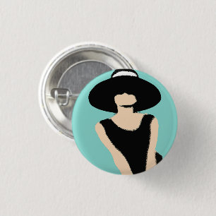 BRIDE & CO Lady And Hat Bridal Shower Party Favour 3 Cm Round Badge
