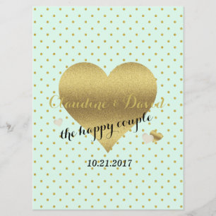 BRIDE CO Mint Gold Polka Dot Elegant Wedding Party Programme