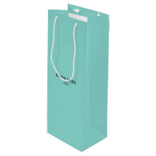 BRIDE CO Shower Teal Blue Personalise Party Favour Wine Gift Bag