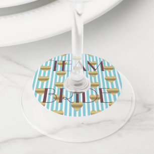 BRIDE & CO Teal Team Bride Bridal Party Glass Tags