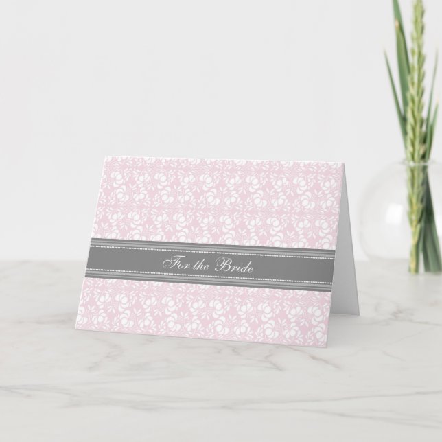 Bride Congratulations Wedding Day Card Pink Grey (Front)