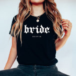 Bride | Cool Gothic Text Tri-Blend Shirt<br><div class="desc">This stylish,  black shirt for the bride features trendy white Gothic or Old English style text.</div>