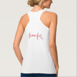 Bride Custom Name Bridal Shower Wedding Party Top<br><div class="desc">Lovely,  beautiful,  flowy,  elegant,  fun,  Bride's women's ladies comfortable soft,  flattering draped silhouette,  racerback fashion tank top. Customise,  personalise the top with the bride's name. Fun,  stylish tank top for the bride for bridal shower,  bachelorette party,  wedding party.</div>