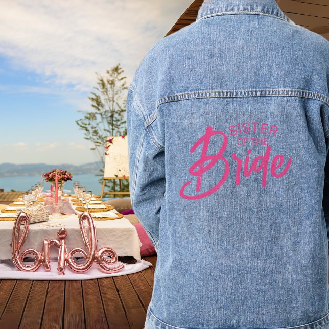 Bride Custom Text  Denim Jacket (Perfect for Bachelorette parties, easily customize the text by clicking "Personalize this Template".)