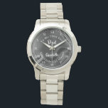 Bride Dad My First Love Special Personalised Watch<br><div class="desc">Typography editable script text for Dad with your personal name on a ruffled satin effect background ; an elegant and stylish keepsake gift from a daughter to her father on her Wedding Day or any occasion in fact. Text reads "To My First Love Dad,  Your Little Girl Always.</div>