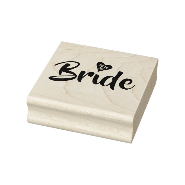 Bride Date Heart Personalised Rubber Stamp (Stamp)