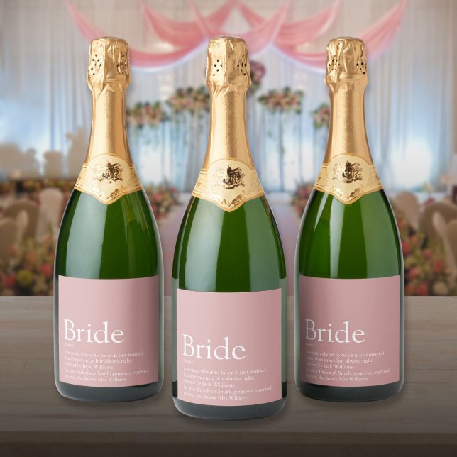 Bride Definition Bridal Shower Wedding Dusty Rose Sparkling Wine Label (Bride Definition Bridal Shower Wedding Dusty Rose Sparkling Wine Label)