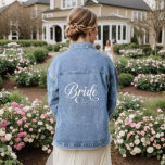 Bride denim jacket<br><div class="desc">This denim jacket is shown in a wedding Bride print.
Customise and add a name or buy as shown.
Licensed Print</div>