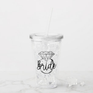 Bride Diamond Engagement Ring Silver Acrylic Tumbler