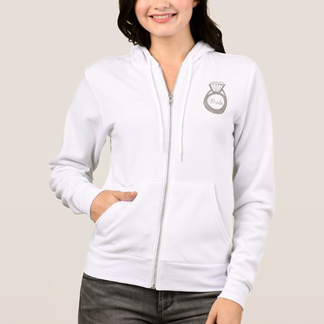 BRIDE Diamond Engagement Ring Wedding Shower Hoodie (Front)