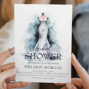 Bride Dress Modern Bridal Shower Invitation
