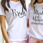 Bride Elegant Black Script Personalised Wedding Tri-Blend Shirt<br><div class="desc">Stylish Bride shirt in a chic black script features custom "Future Mrs. LASTNAME" text on the back.  Makes a great bridal shower,  bachelorette party or wedding gift for the Bride-to-Be! Shop our store for the matching Groom shirt.</div>