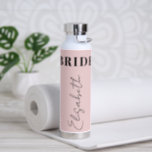 Bride elegant typography name script personalised water bottle<br><div class="desc">Elegant chic light pink and black bridal shower team bride water bottle personalised with custom name in chic signature style calligraphy script.      Please note that the colour can be changed to match your wedding colour palette.</div>