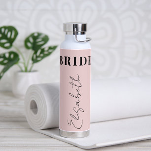 Bride elegant typography name script personalised water bottle