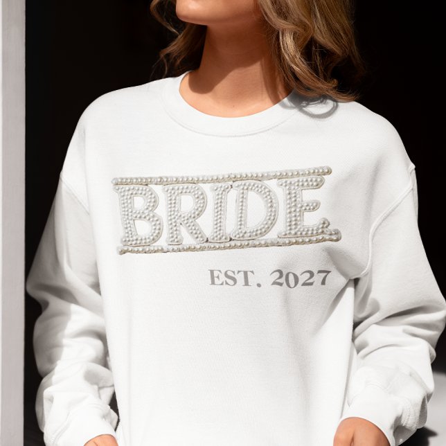 Bride Embroidered Faux Pearl Embroidered Patch Sweatshirt (Creator Uploaded)