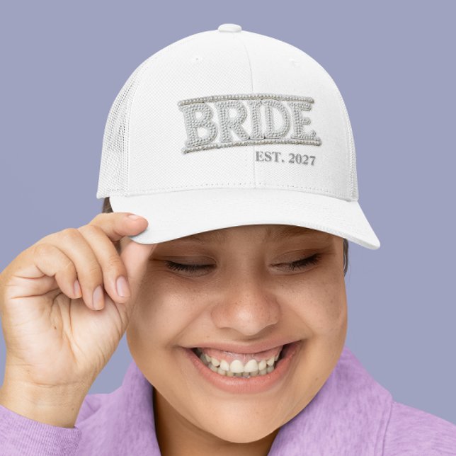Bride Embroidered Faux Pearl Patch Trucker Hat (Creator Uploaded)