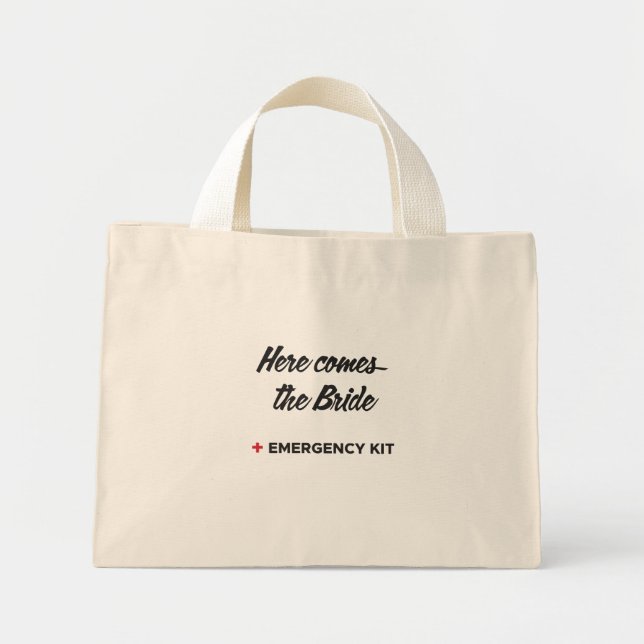 Bride Emergency Kit bag, Bridal Gift Bag,  Mini Tote Bag (Front)