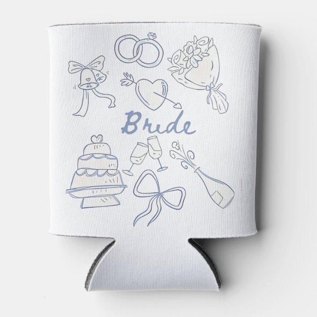 Bride Engagement Wedding Couples Husband Wife Can Cooler (Front)