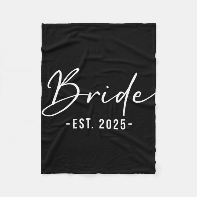Bride Est. 2025 Matching Getting Ready Bride Groom Fleece Blanket (Front)