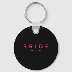 Bride Est. 2025 Pink Bridal Shower Wedding Bachelo Key Ring
