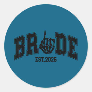 Bride est 2026 halloween valentine couples gothic classic round sticker