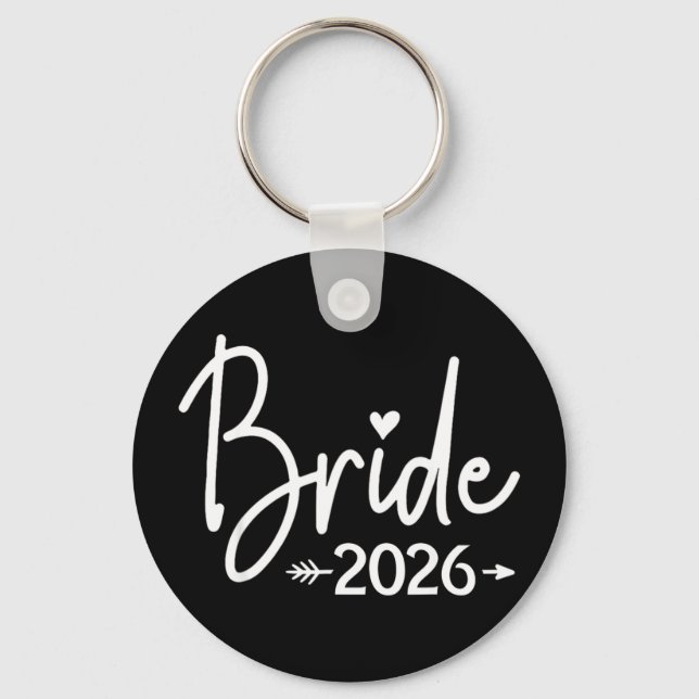 Bride est 2026 married wedding bridal party key ring (Front)