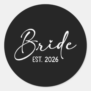 Bride est 2026 matching getting ready bride groom classic round sticker