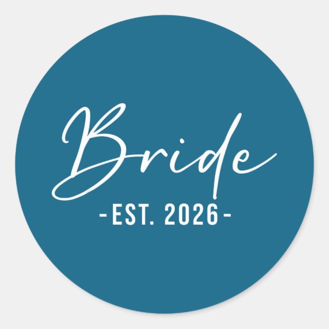 Bride est 2026 matching getting ready bride groom classic round sticker (Front)