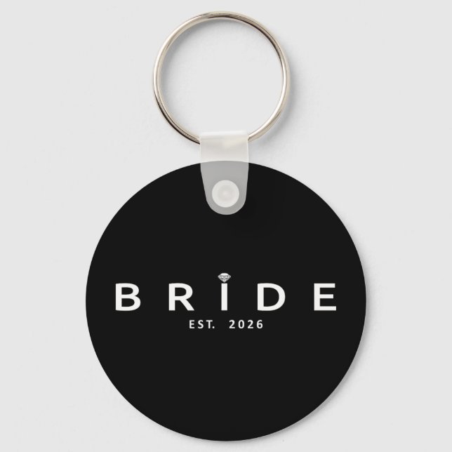 Bride est 2026 wedding bridal shower bachelorette key ring (Front)